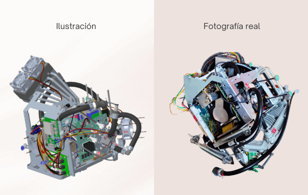Ilustración y fotografía de una light engine